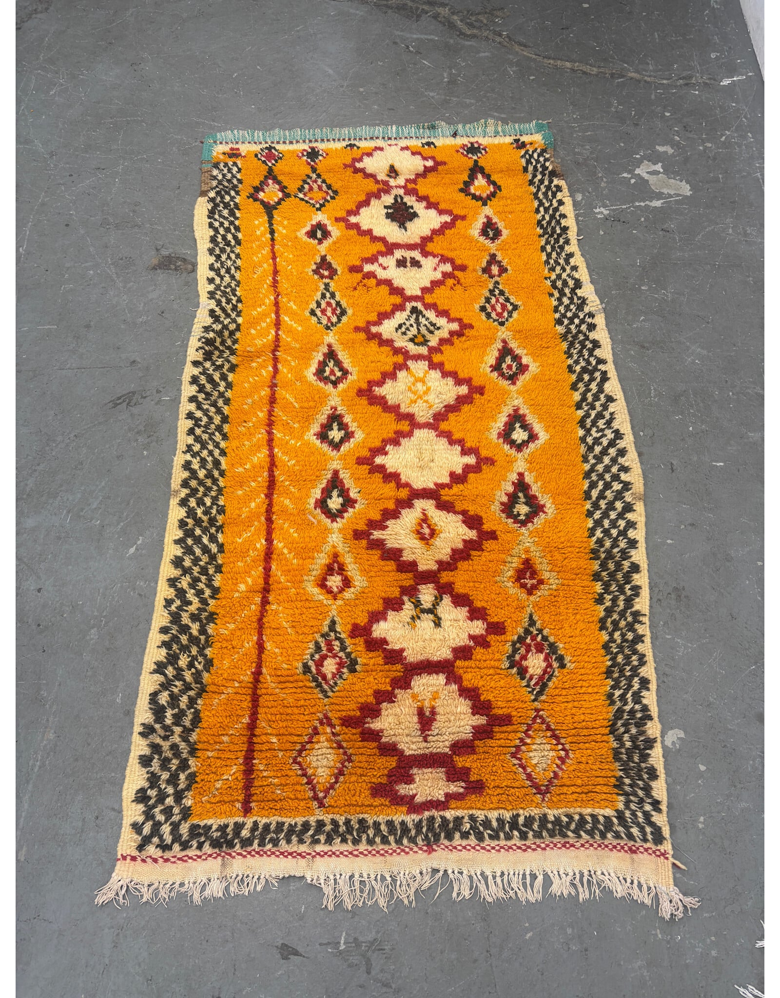 Vintage Hand Woven Orange Wool Rug
