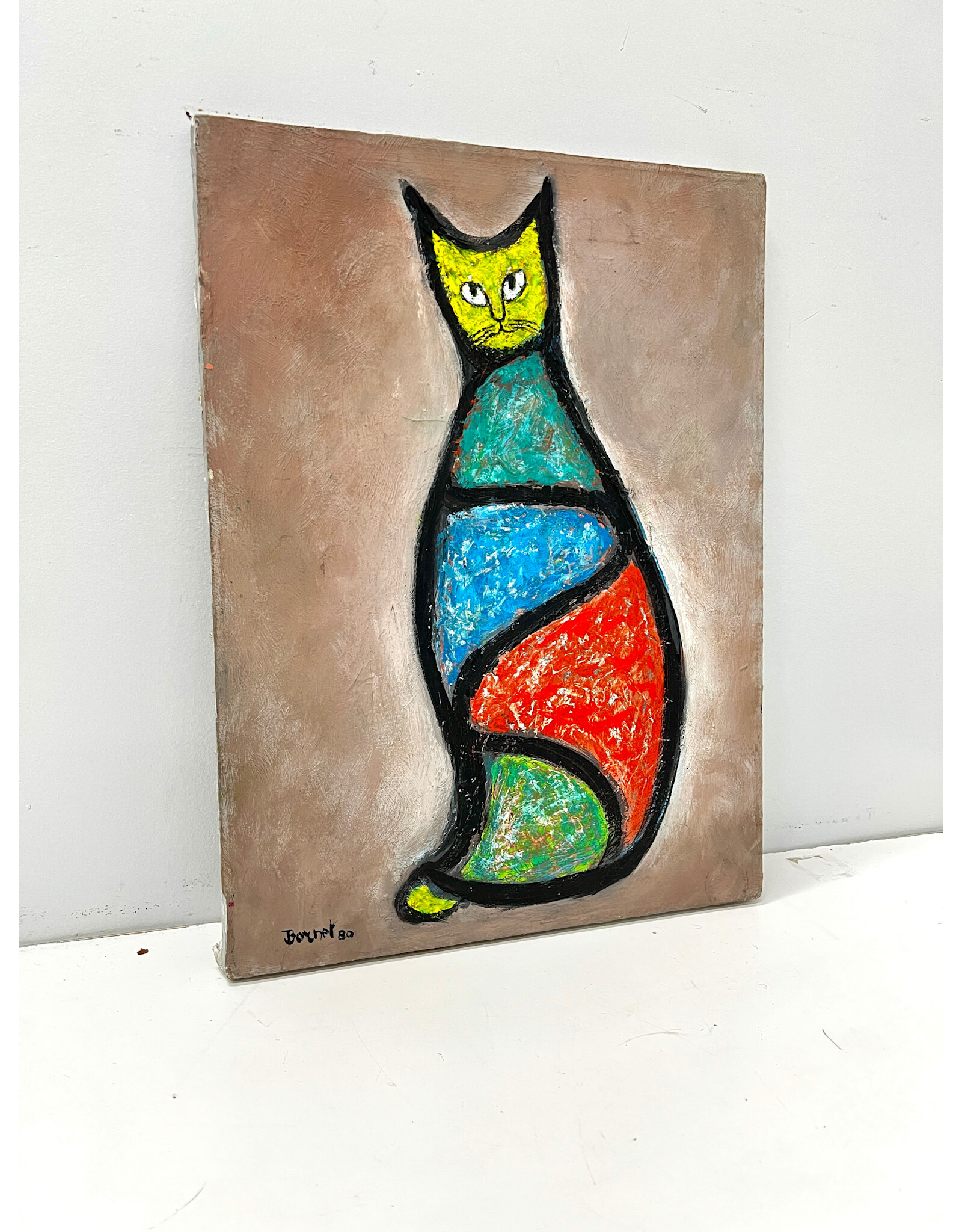 Cat, painting on canvas, sgnd Bornet '80