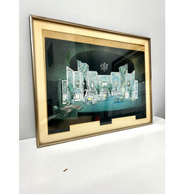 Interior, framed mixed media--AS IS