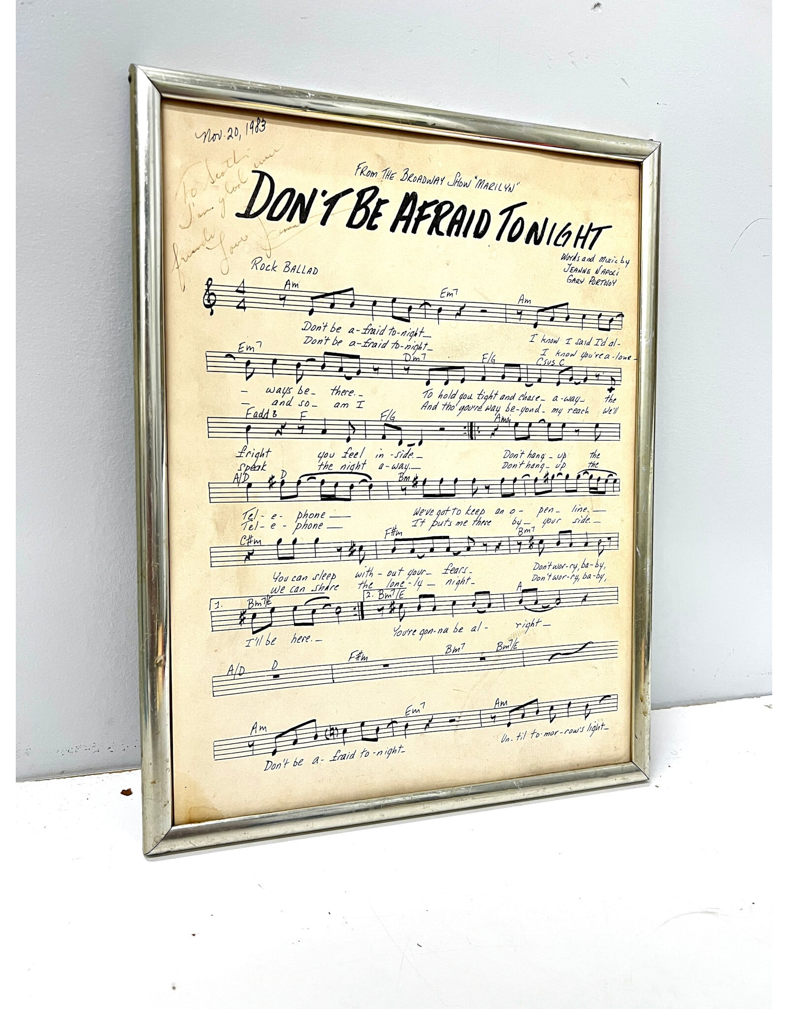 "Don't Be Afraid Tonight" from Marilyn, framed print--AS IS