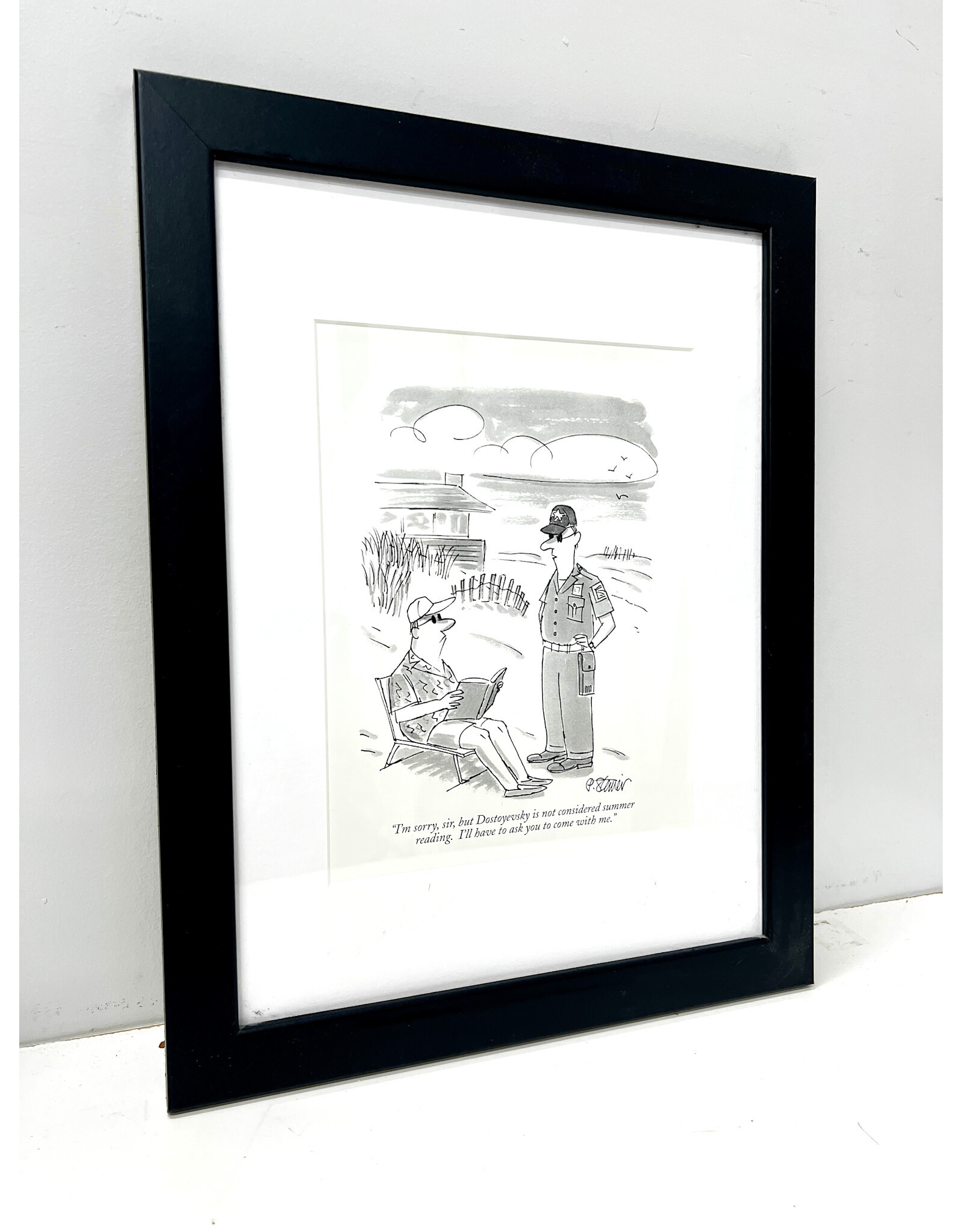 "Summer Reading Arrest" by Peter Steiner, framed print