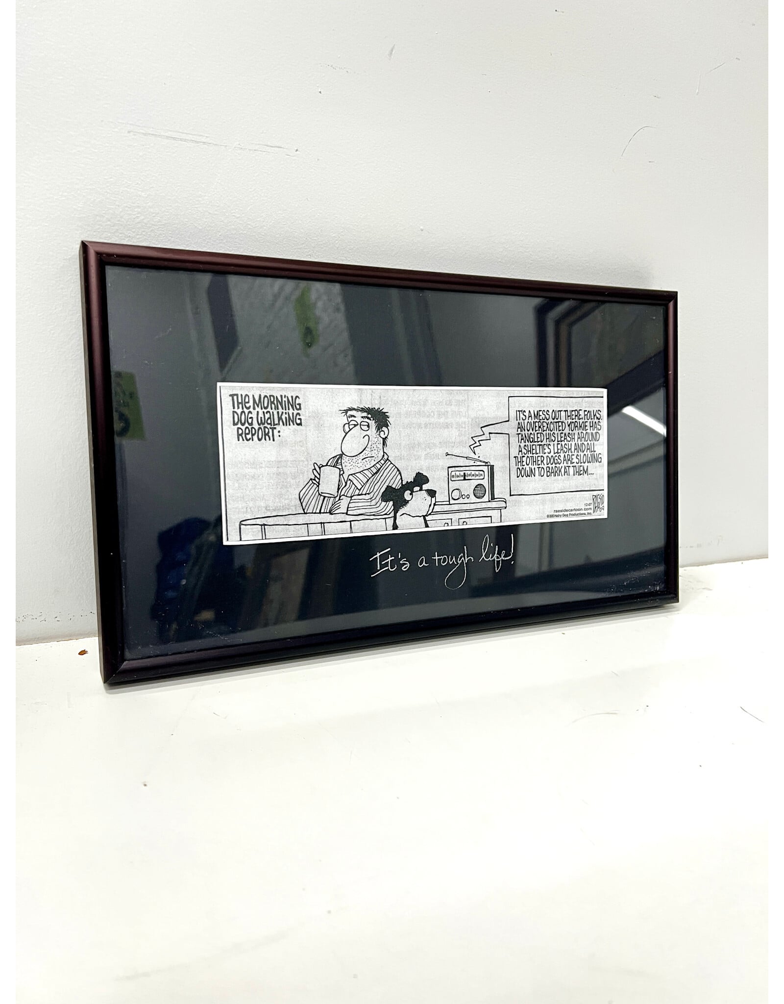 "The Morning Dog Walking Report" framed comic print