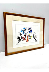 Fireside, framed mid-century Tribal painting