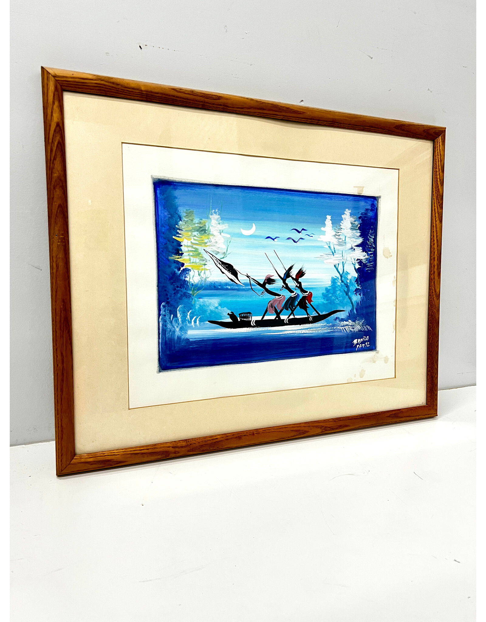 River, framed mid-century Tribal painting