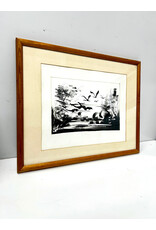 Brush, framed mid-century Tribal painting