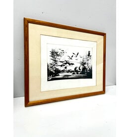 Brush, framed mid-century Tribal painting