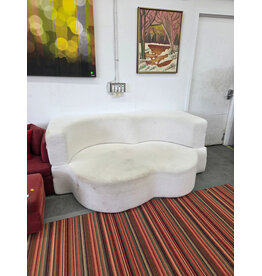 White Boucle Convertible Sofa Bed - AS IS