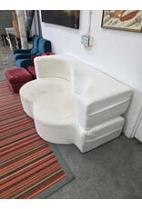 White Boucle Convertible Sofa Bed - AS IS