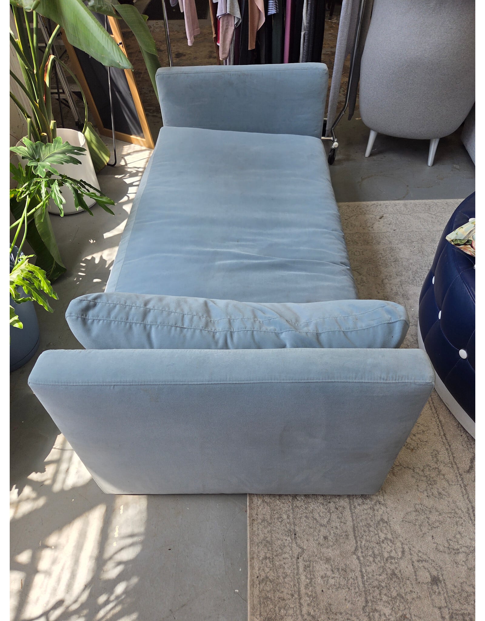 Blue Velvet Chaise Lounge