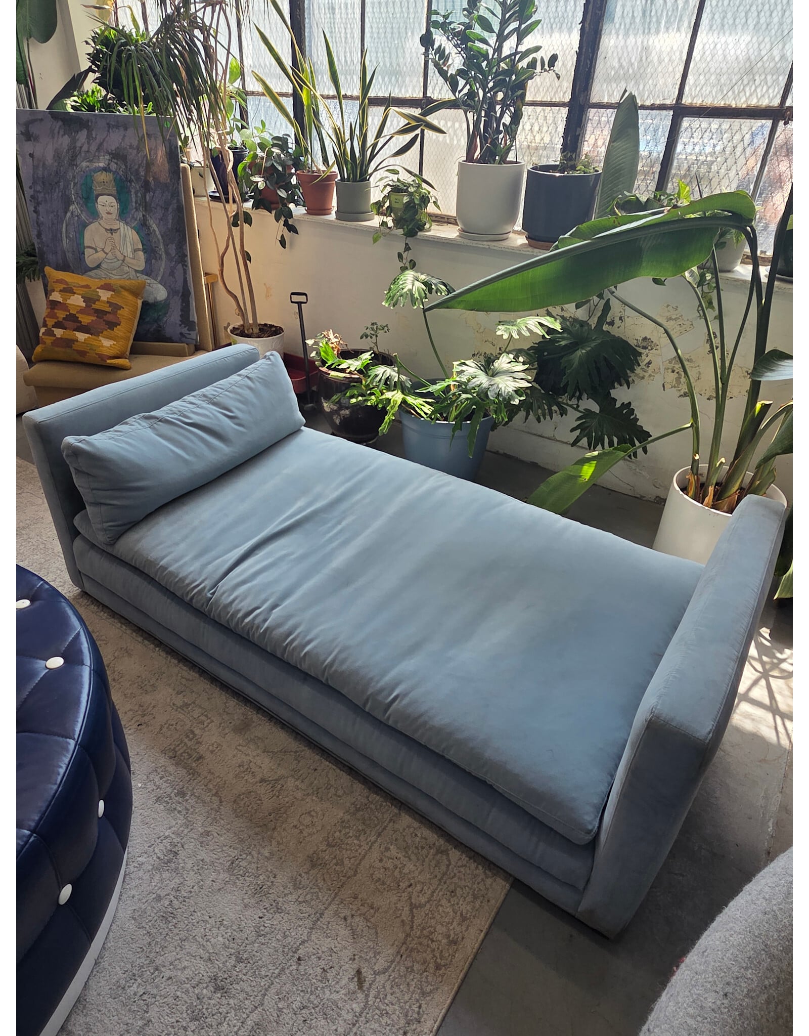 Blue Velvet Chaise Lounge