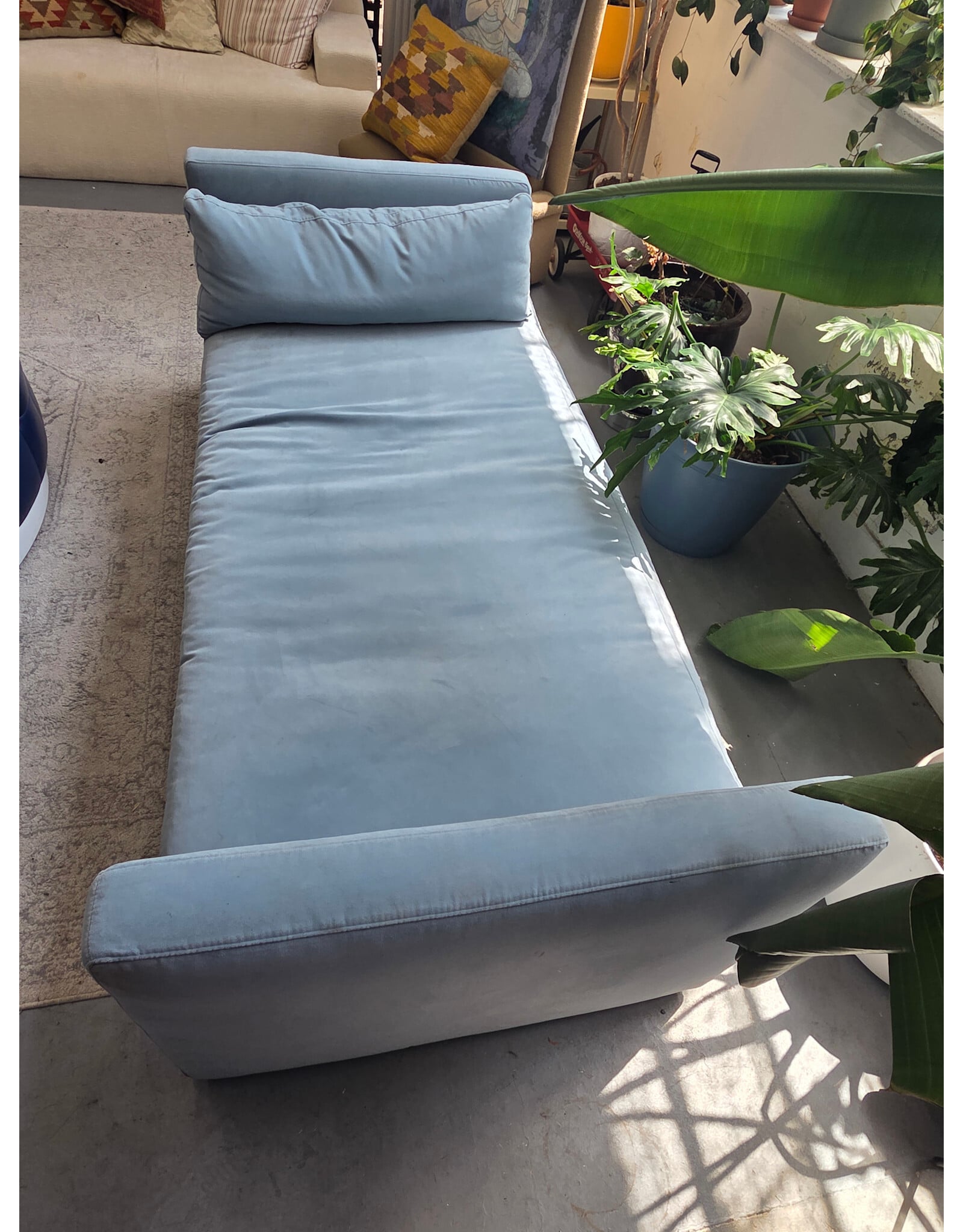 Blue Velvet Chaise Lounge