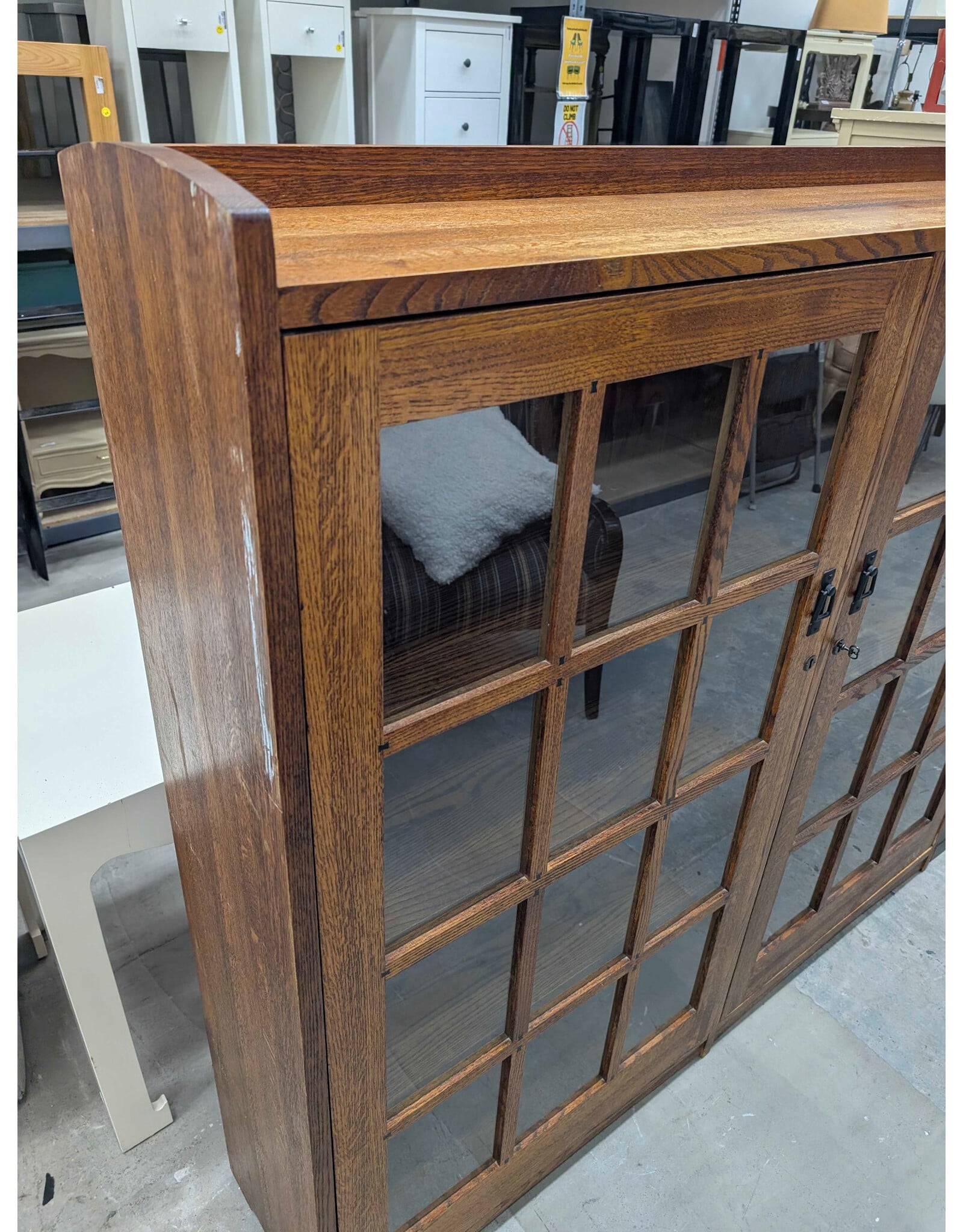 Windowpane Library Shelf with Key and Self Leveling Feet