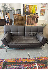 Dark Faux Leather Convertible Futon