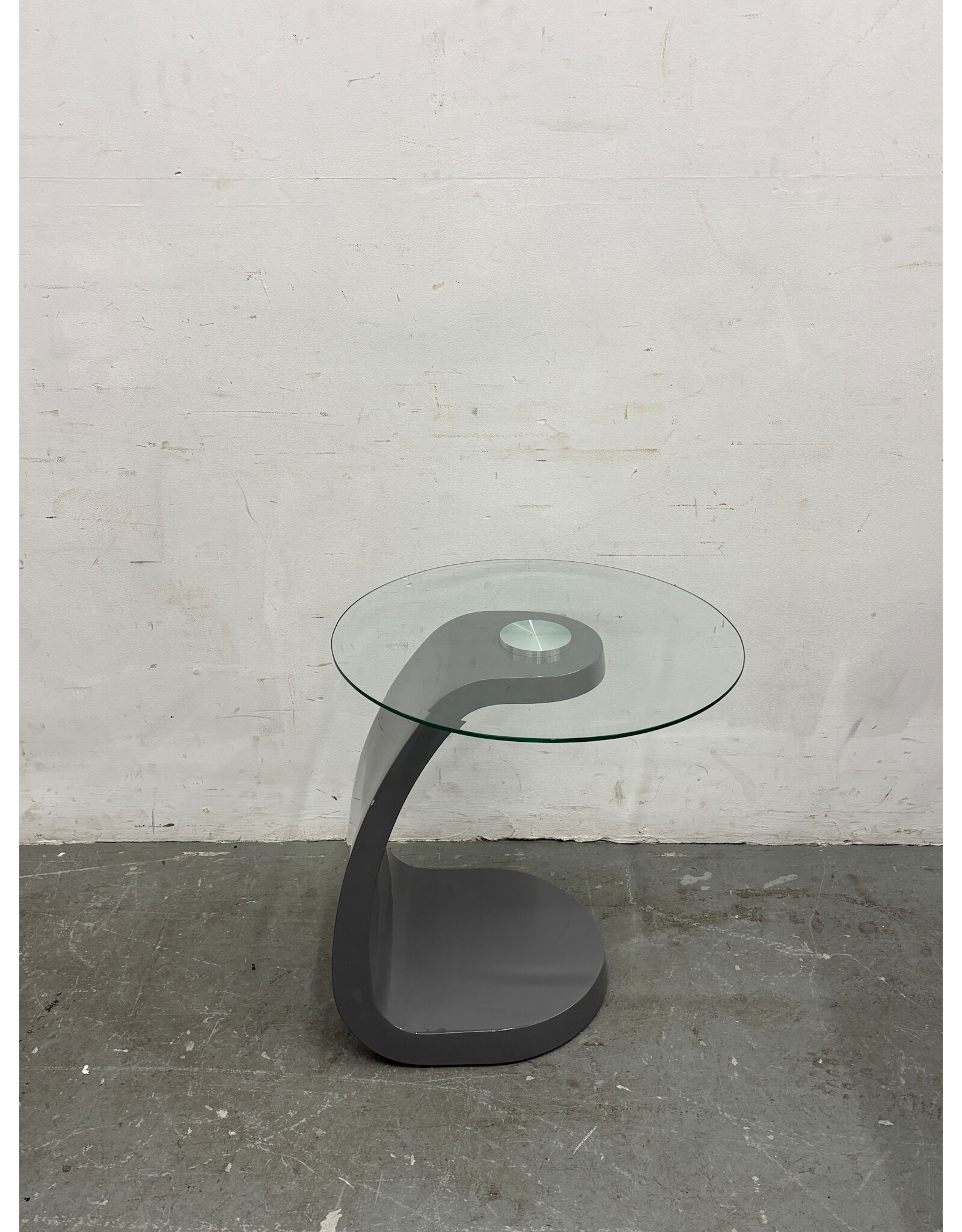 Glass Topped Swooped End Table