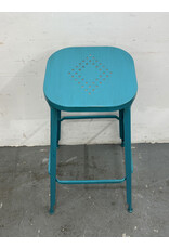 Teal Industrial Patterned Stool