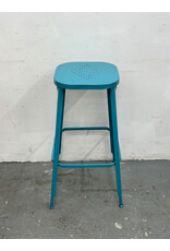 Teal Industrial Patterned Stool