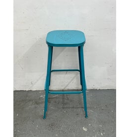 Teal Industrial Patterned Stool