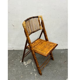 Vintage Burnt Tortoise Bamboo Folding Chair