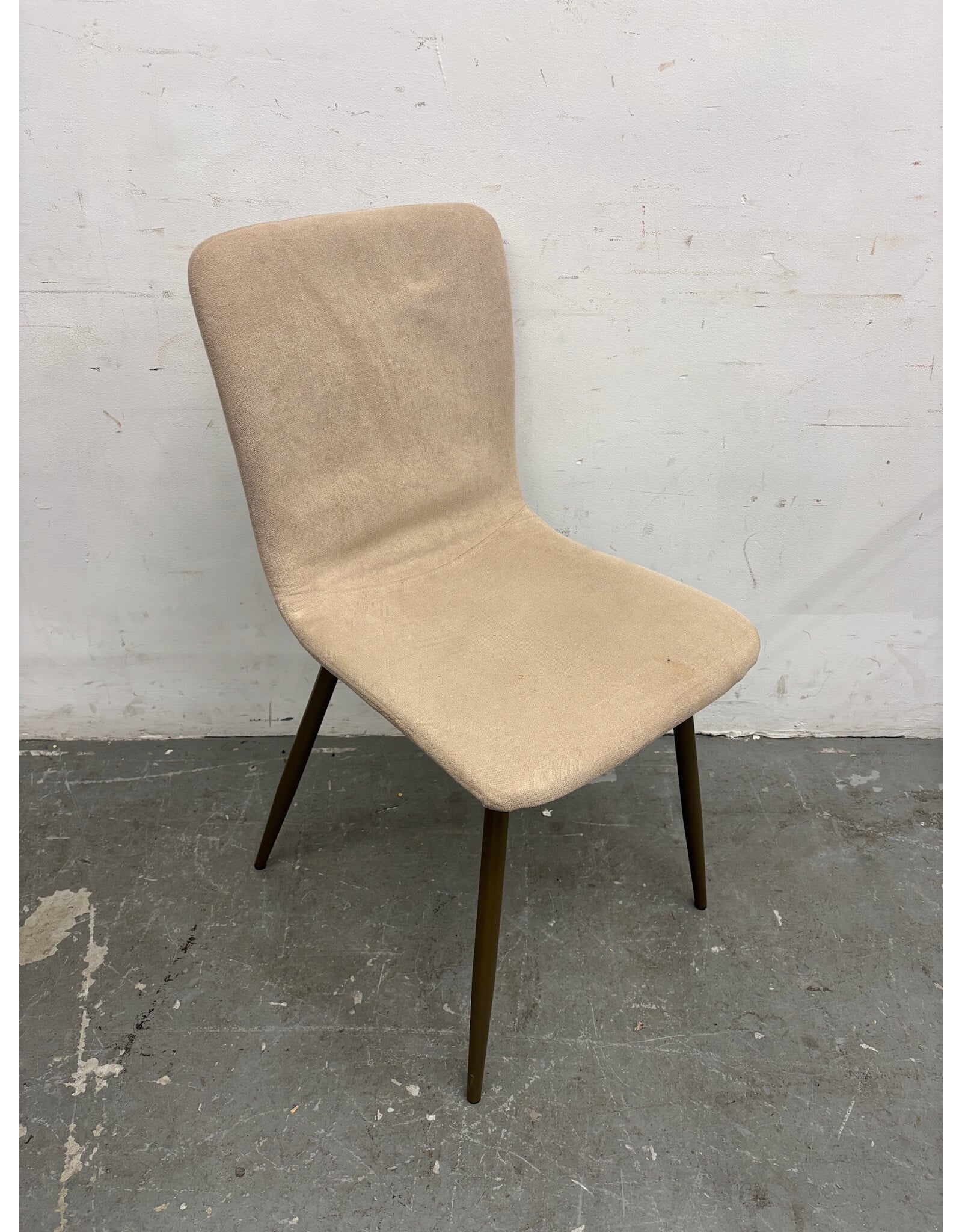 Brass and Beige Modern Dining Chair