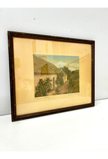 Primrose Cottage, framed colored etching, sgnd Wallace Nutting