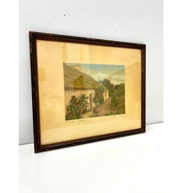 Primrose Cottage, framed colored etching, sgnd Wallace Nutting