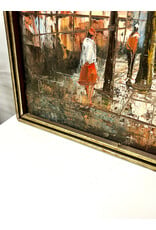 Paris Street Scene, framed painting on canvas, sgnd Henri Rogers--AS IS