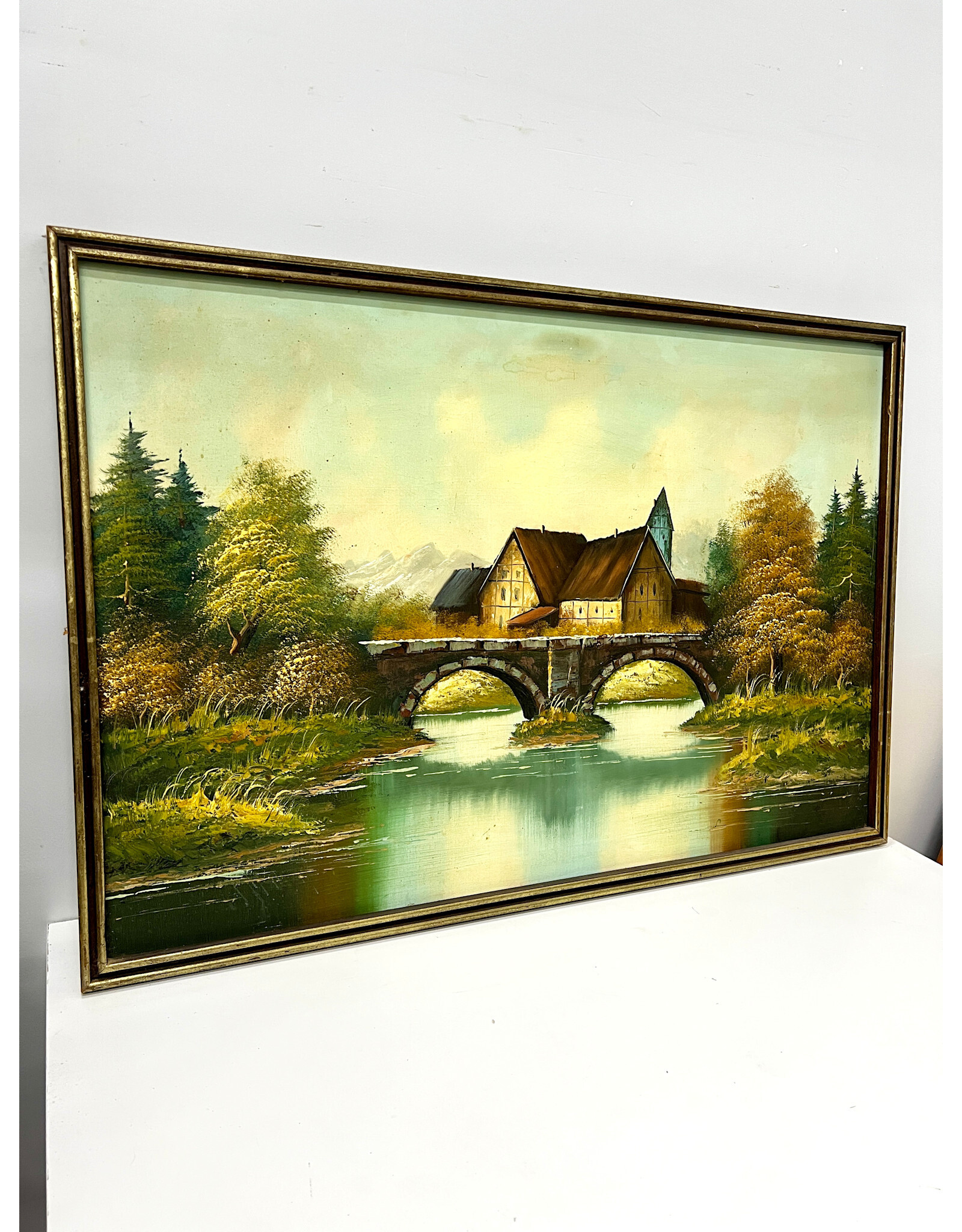 Village; From the River, framed painting