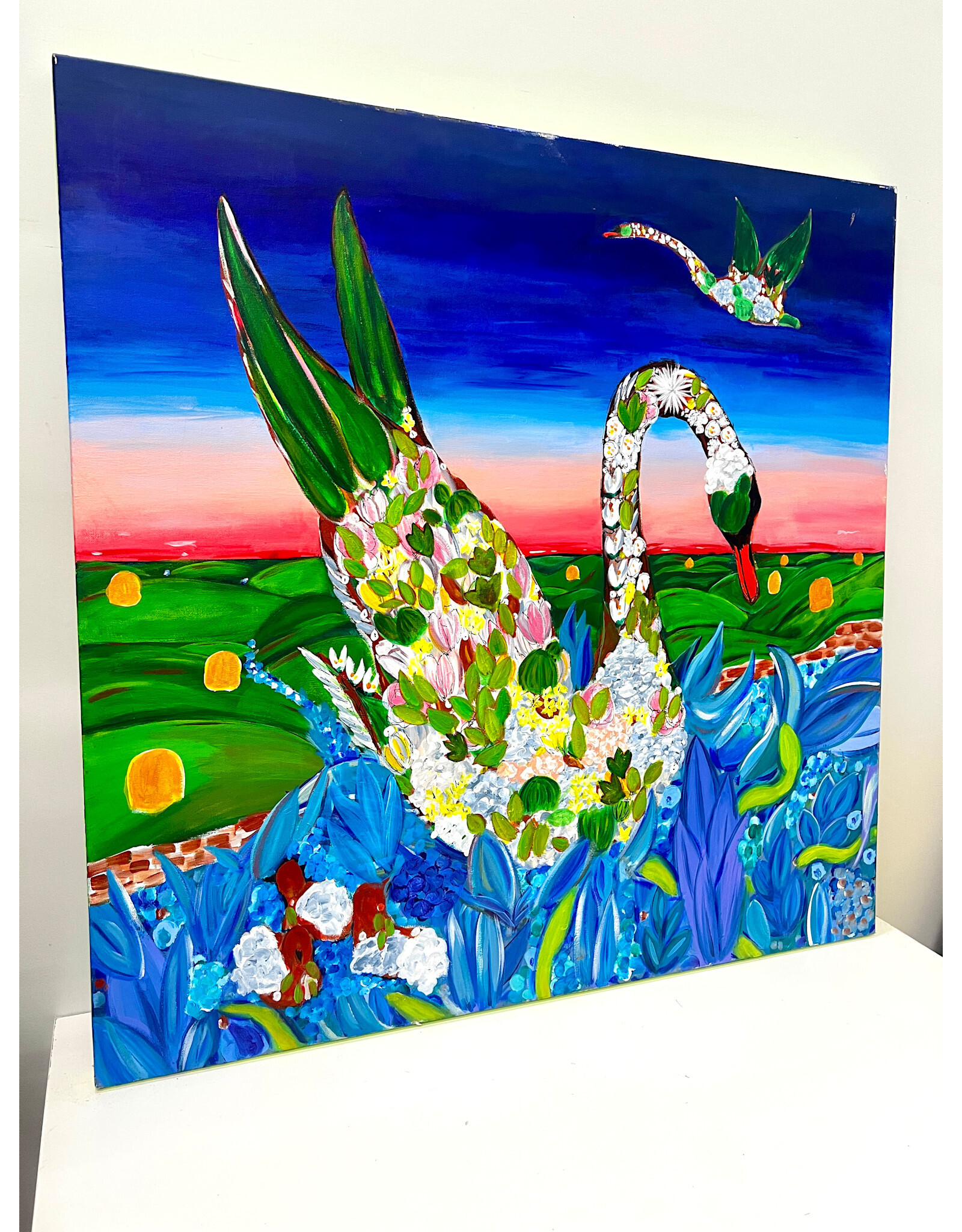 Spring Swan, painting on canvas