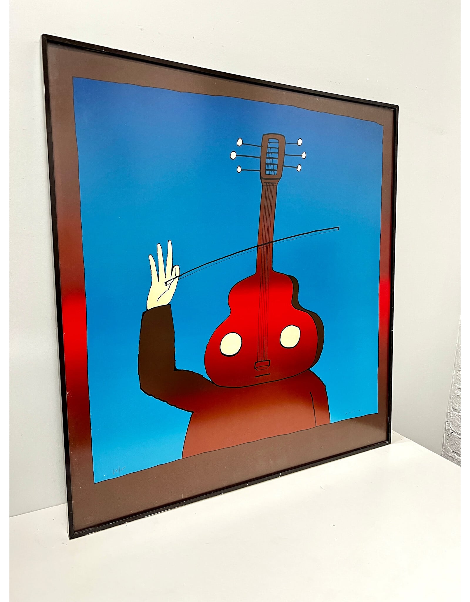 The Red Violin Man, framed lithograph, sgnd Jean-Michel Folon, 67/100
