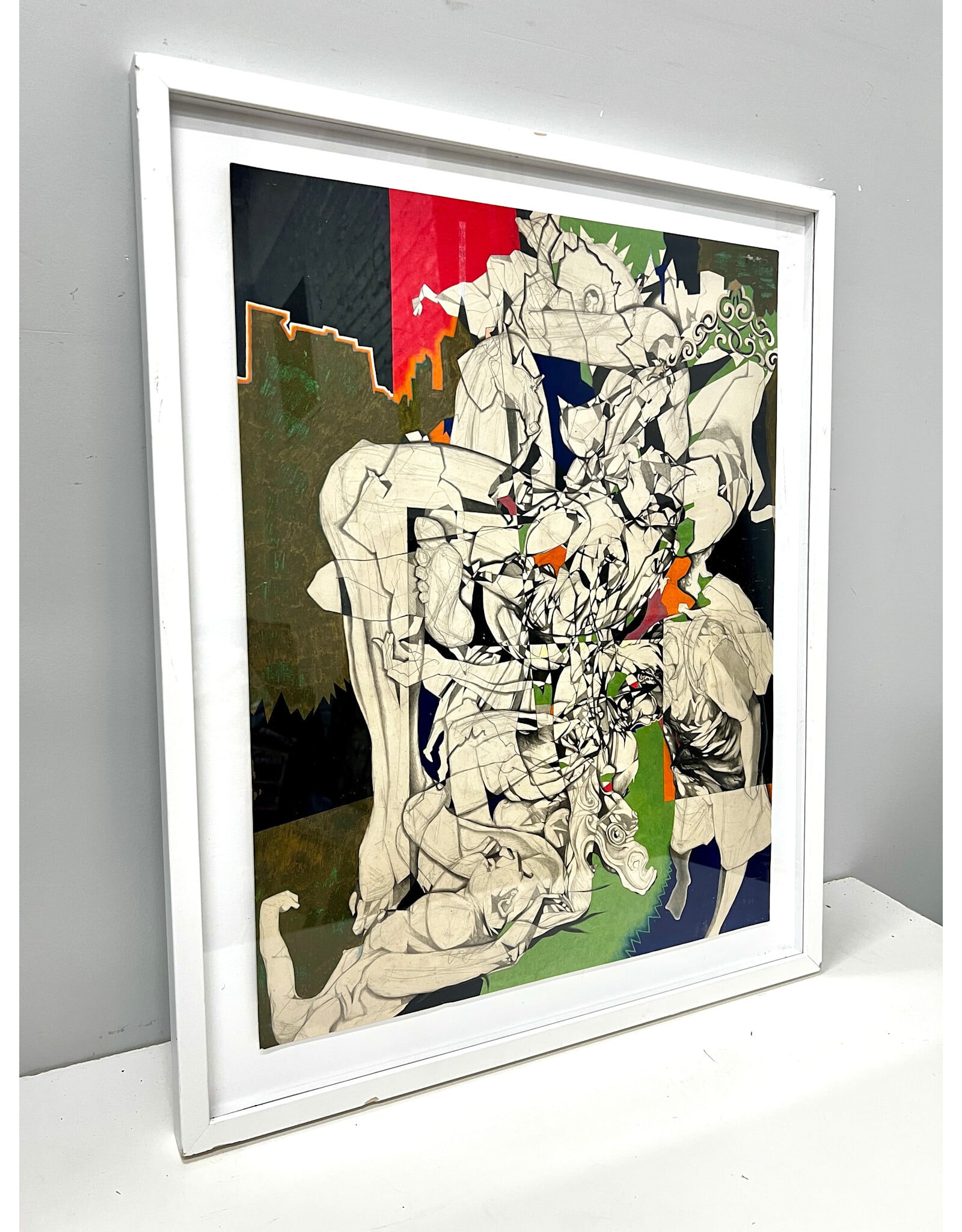City/Body, framed abstract mixed media