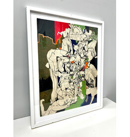 City/Body, framed abstract mixed media