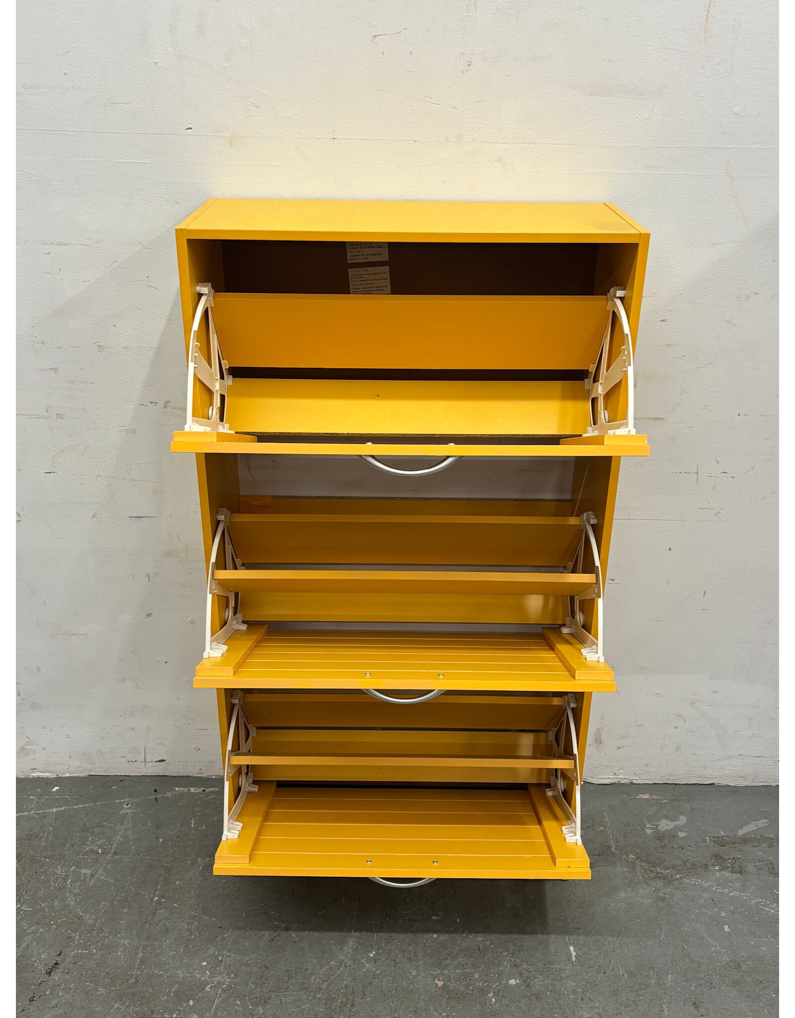 Yellow Shoe Storage Cabinet