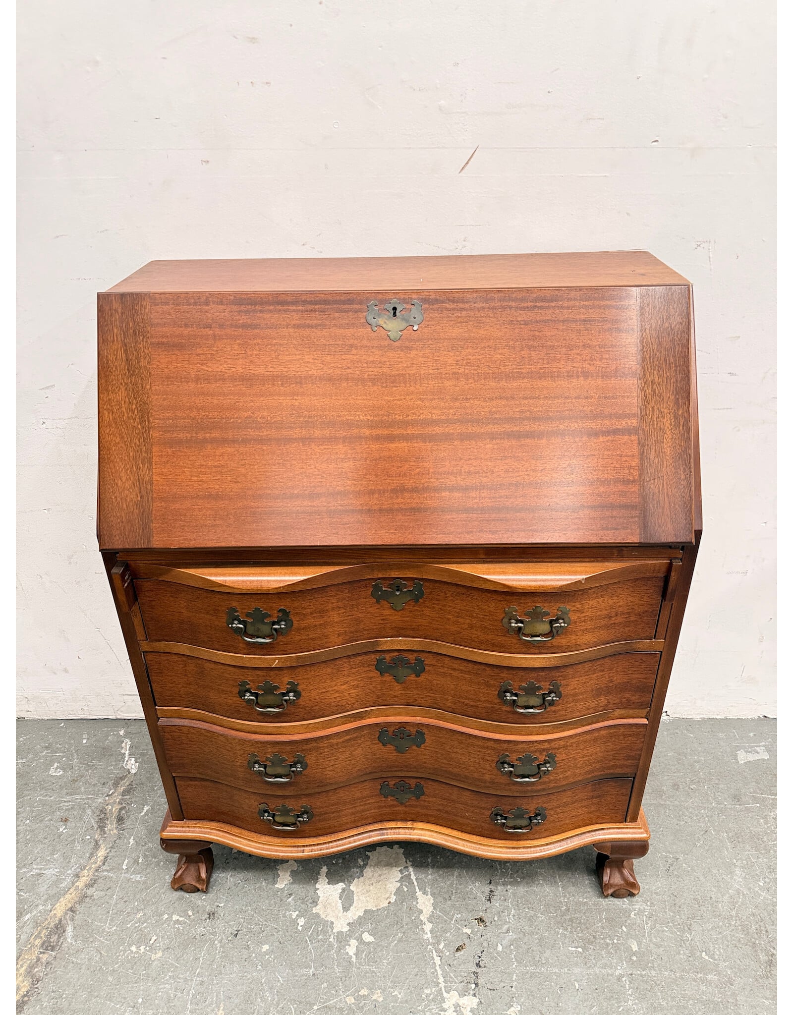 Colonial Style Serpentine Front Secretary Desk