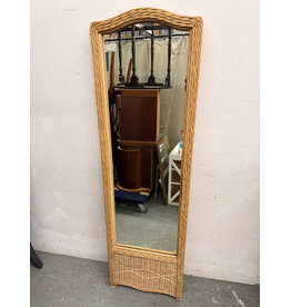 Woven Wicker Floor Mirror