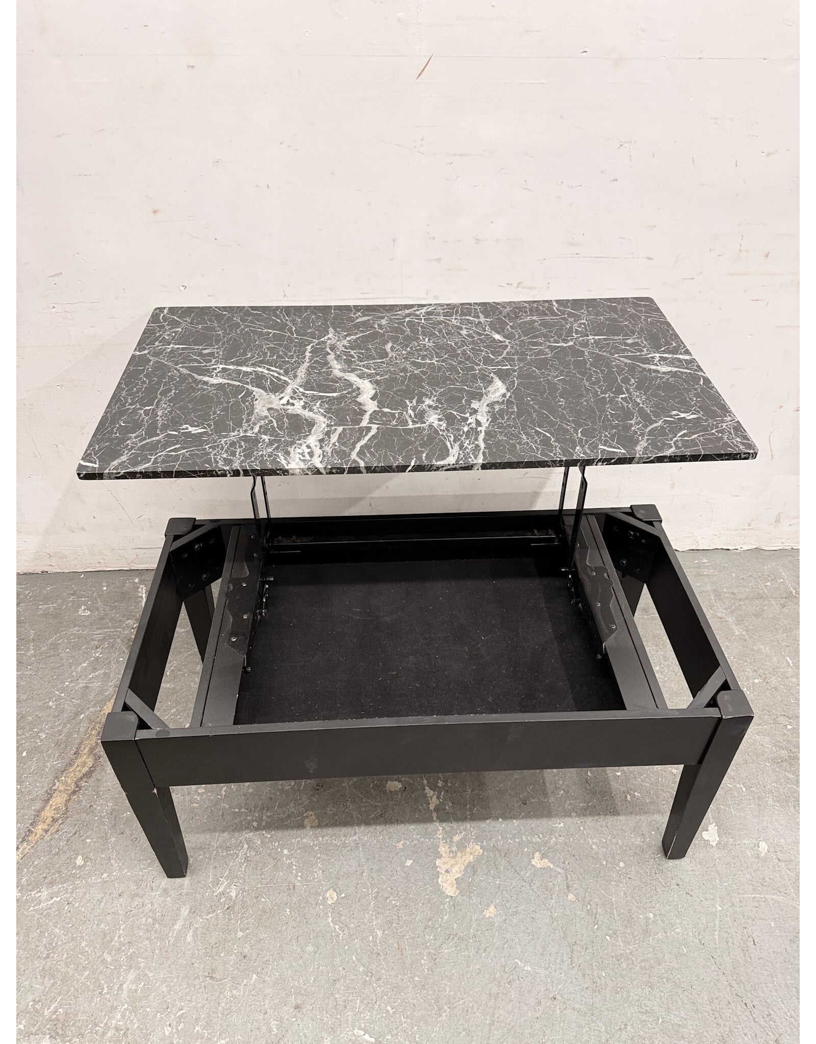 Black Faux Marble Lift Top Coffee Table