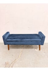 Modern Navy Blue Velvet Storage Bench