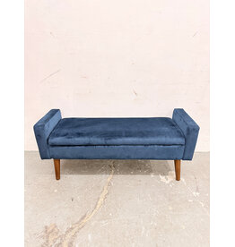 Modern Navy Blue Velvet Storage Bench