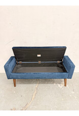 Modern Navy Blue Velvet Storage Bench