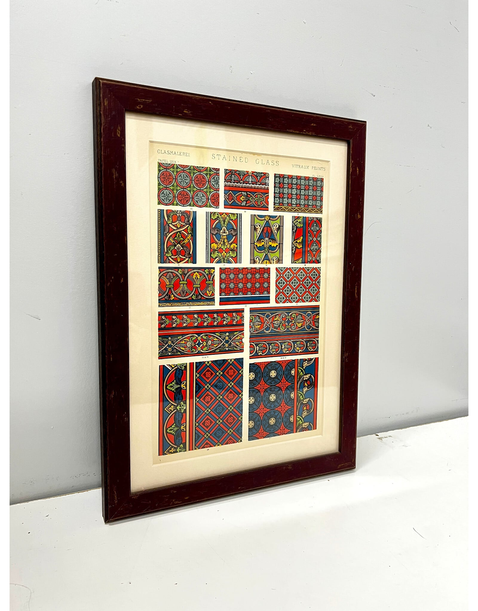 Framed Antique Stained Glass Print