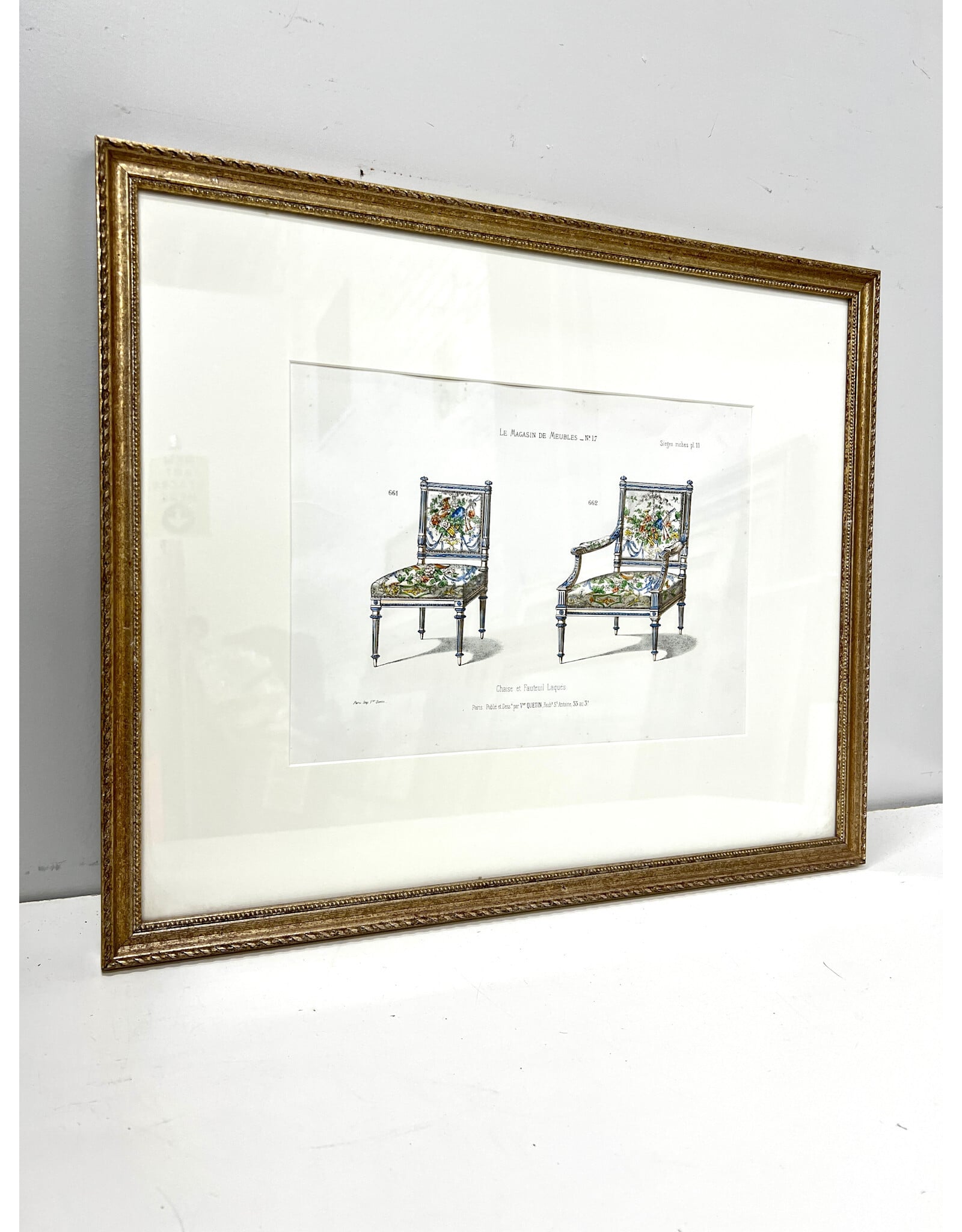 Framed Vintage Style French Chair Lithograph