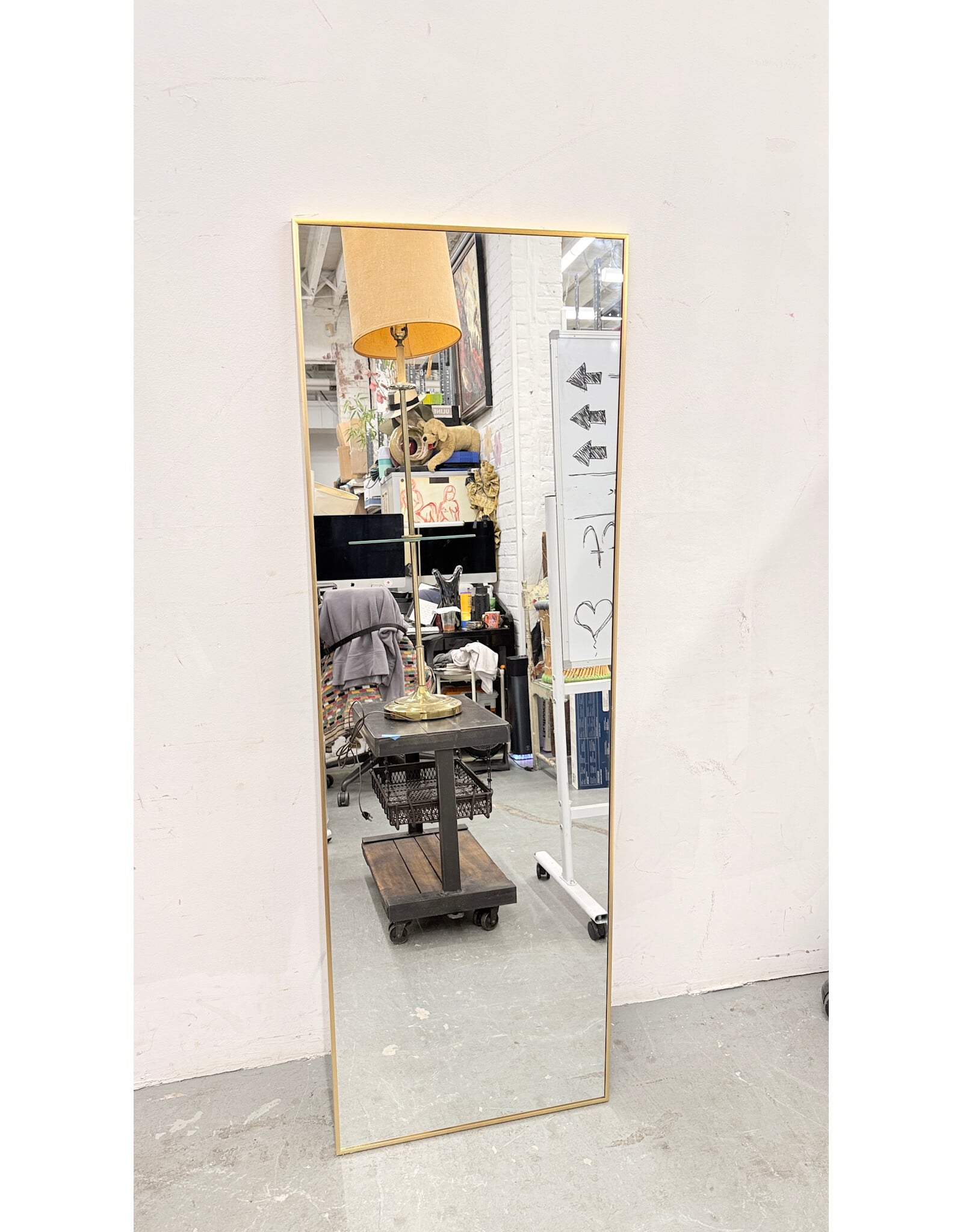 Modern Standing Mirror, Gold Frame