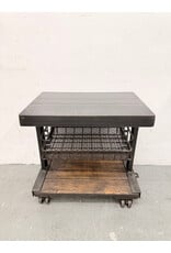 Industrial Style Reclaimed Wood & Metal Rolling Table