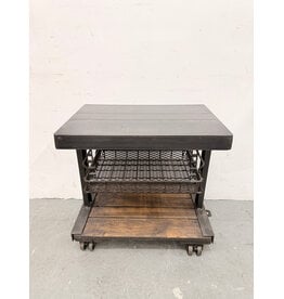Industrial Style Reclaimed Wood & Metal Rolling Table