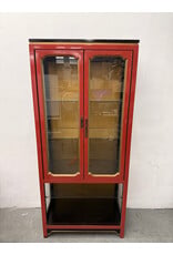 Chinoiserie-Style Red Display Cabinet