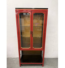 Chinoiserie-Style Red Display Cabinet