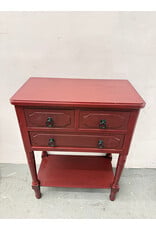 Red Wooden 3-Drawer Console Table