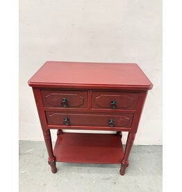 Red Wooden 3-Drawer Console Table