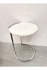 Modern Marble & Chrome Accent Side Table