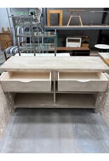 Carved Whitewashed Wood Credenza