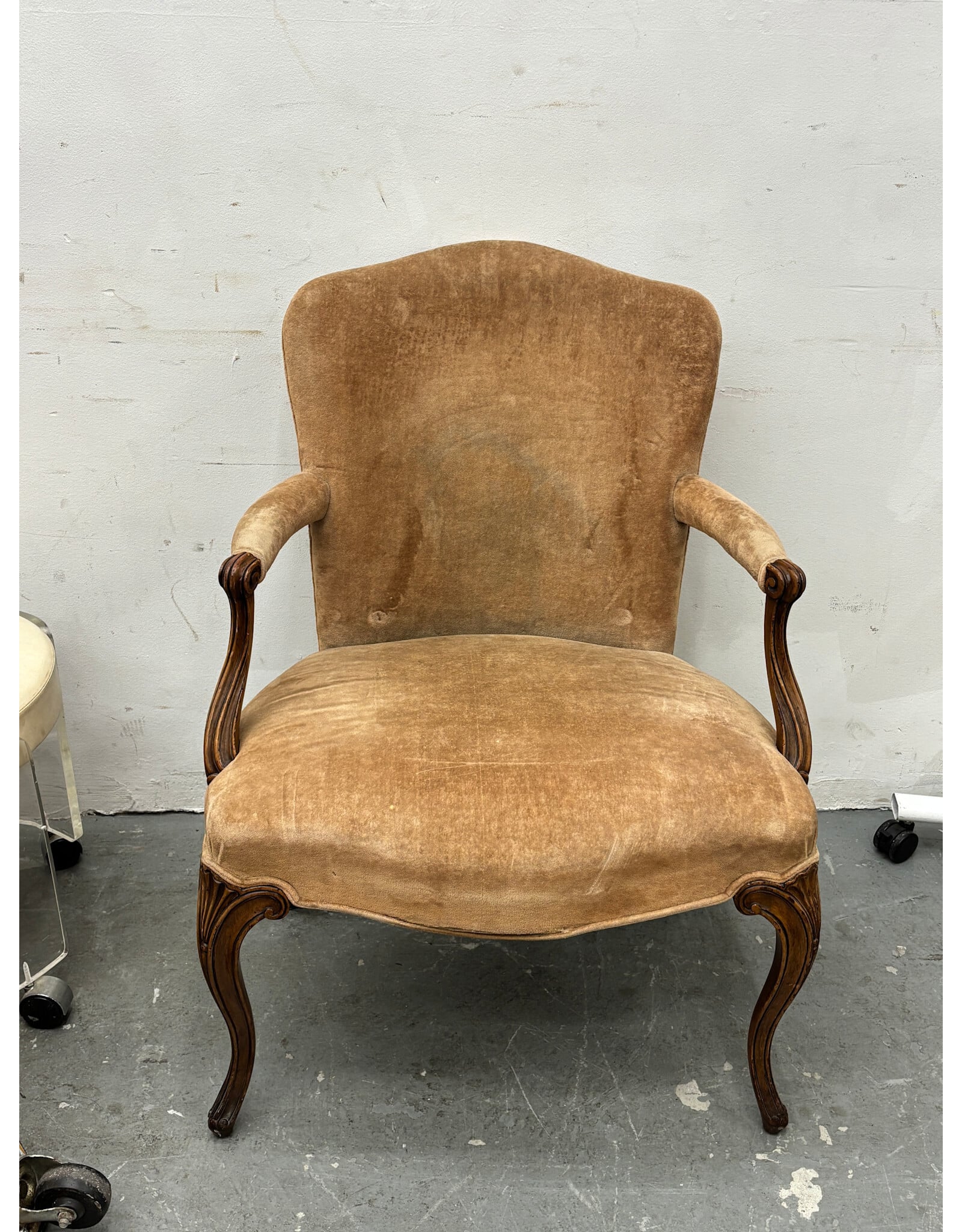 Louis XV Style Velvet Armchair